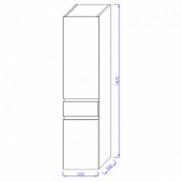 Колонна подвесная, 35 см, шарниры справа, белый лак, глянец, EB2069D-J5 MADELEINE