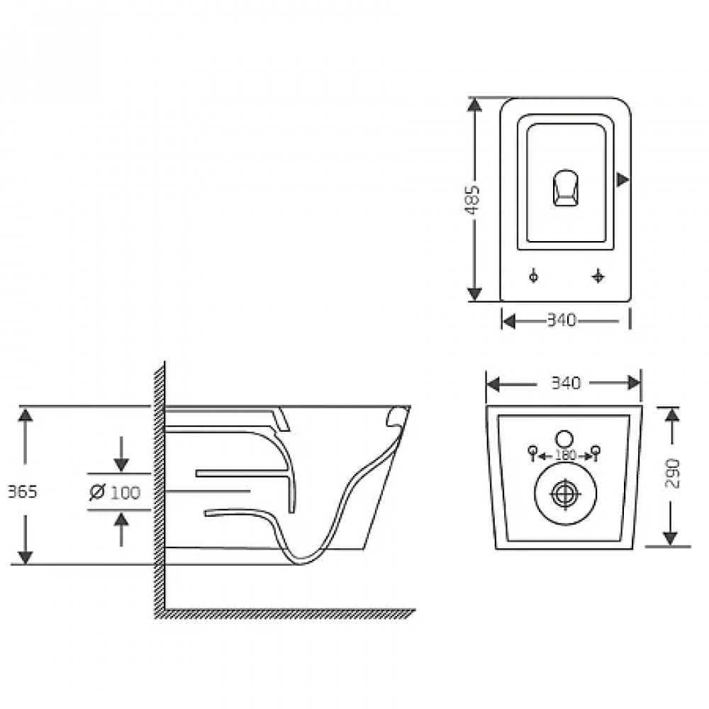 AZ-5171T-WHT AIRA Унитаз подвесной с системой смыва Tornado в комплекте с быстросъемным сиденьем микролифт, дюропласт 485*360*365mm