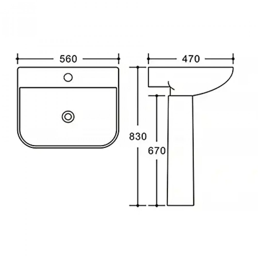 Раковина на пьедестале Azario SETA, 560*470*830 мм, AZ-5002