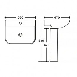Раковина на пьедестале Azario SETA, 560*470*830 мм, AZ-5002