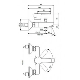 BA322AA UNO Смеситель для ванны/душа