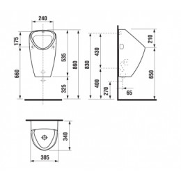 GOLEM ANTIVANDAL Писсуар с радарным датчиком, питание от сети, сифон, уст.компл.
