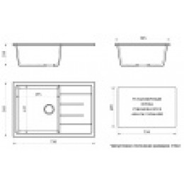 AZARIO кухонная мойка Vision (750x505x218) Черная (сифон + герметик)