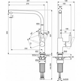 BD418AA GUSTO Смеситель для кухонной мойки с высоким трубчатым изливом L-типа
