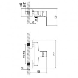 EDDIE Смеситель для душа с полным душевым набором, хром