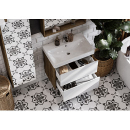 Сканди 70 Тумба Белый/Дуб Рустикальный (БЕЗ УМЫВАЛЬНИКА Адриана-70)