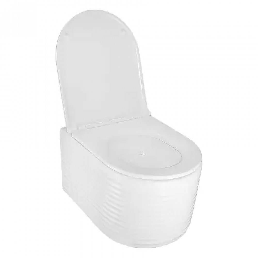 Azario LUZIO (Рельефный)  AZ-098-UQ  ТОРНАДО (СКРЫТОЕ КРЕПЛЕНИЕ) подвесной  унитаз в комплекте с сидением микролифт 495x365x360mm