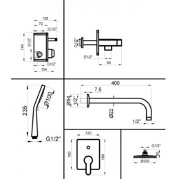 TEVIS Промо-комплект встраиваемый для душа, хром