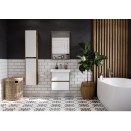 Сканди 55 Тумба Белый/Дуб Рустикальный (БЕЗ УМЫВАЛЬНИКА Адриана-55)