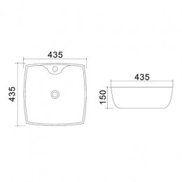 AZ-4263 Раковина накладная квадратная 43.5*43.5*15
