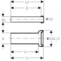 152.438.46.1 Комплект для подключения, для подвесного унитаза, длина 26,5 см, d=90 мм, матовый хром