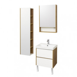 Сканди 55 Тумба Белый/Дуб Рустикальный (БЕЗ УМЫВАЛЬНИКА Адриана-55)