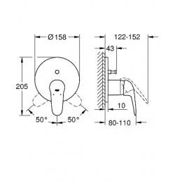 24047LS3 Eurostyle 2015 Solid Смеситель однорычажный для ванны, комплект верхней монтаж. части без Rapido SmartBox 35600000, белая Луна