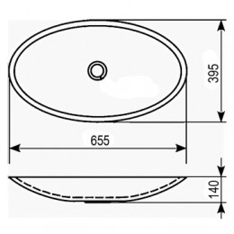 AZ-40148 Раковина накладная овальная 65,5*39,5*14 см