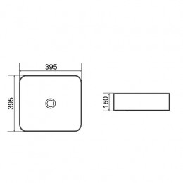 AZ-2075-B-MB  Раковина накладная. Размер:395*395*150 черный матовый