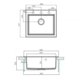 Кухонная Мойка Линеа 58 (Жемчуг) NEW