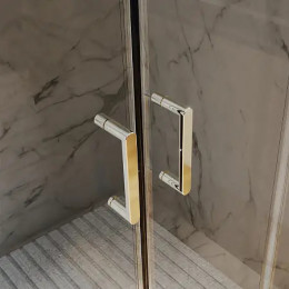 AZ-362K2-170-BGL-CL Душевое ограждение TOKYO DRO-170х195-BGL-CL, прозрачное стекло 6 мм, профиль брашированное золото