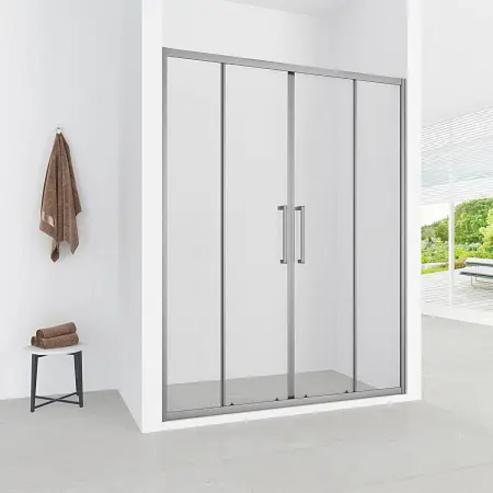 Дверь в нишу, раздвижная CS-AB04GG-150 150x190，профиль серый матовый，6 мм прозрачное стекло