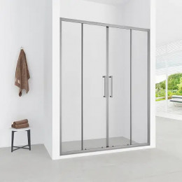 Дверь в нишу, раздвижная CS-AB04GG-150 150x190，профиль серый матовый，6 мм прозрачное стекло