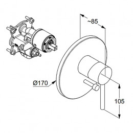 KLUDI BOZZ Встраиваемый смеситель для ванны и душа, черный матовый, арт. 386503976