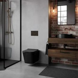 Cascad-Black унитаз подвесной, безободковый, система смыва Tornado, в комплекте сиденьем микролифт 525x345x360 мм