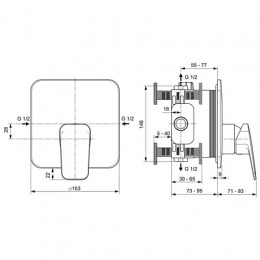 BD254XG CERAPLAN Встраиваемый смеситель для душа