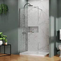 AZ-275-120-MGR-CBR Душевая перегородка Walk-in, 120x200-MGR-CBR, в рамке, Битое стекло, 4+5+4 мм, профиль матовый графит