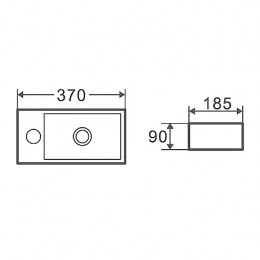 AZ-5092L  Раковина накладная угловая.Размер 370*185*90 мм белый глянец
