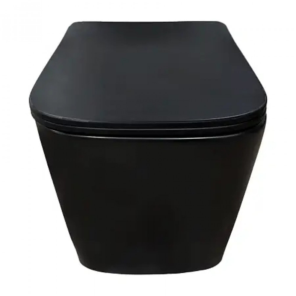 Cascad-Black унитаз подвесной, безободковый, система смыва Tornado, в комплекте сиденьем микролифт 525x345x360 мм