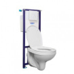 Пэк Альфа (подвес. унитаз с сиденьем полипр, инсталляция, панель белая)