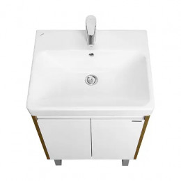 Сканди 55 Тумба Doors Белый/Дуб Рустикальный (БЕЗ УМЫВАЛЬНИКА Адриана-55)