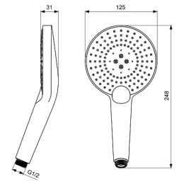 B1759AA IDEALRAIN Лейка душевая EVO JET ROUND XL3, диаметр лейки Ø125 мм, количество функций: 3