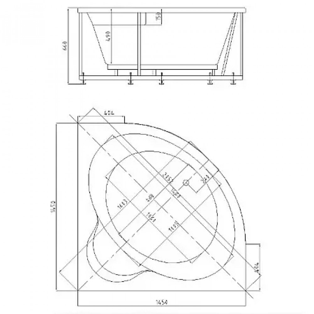 COSMA  Ванна акриловая угловая 145*145 см