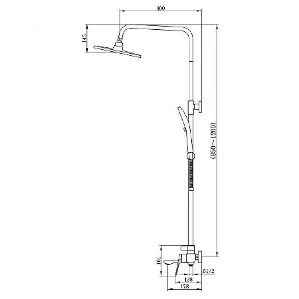 Lursy Душевая система с квадратным тропическим душем, золото матовое