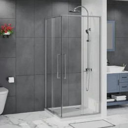 AZ-R43-90-MGR-CL Душевое ограждение SHANGHAI SQP-90х90х195-MGR-CL, прозрачное стекло 6 мм, профиль матовый графит