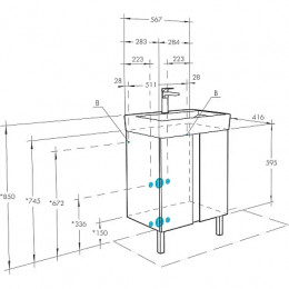 Кантри 60 Тумба Белый/Дуб Верона (БЕЗ УМЫВАЛЬНИКА "Нео-60")