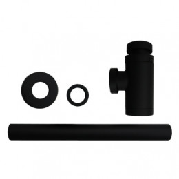 Сифон без выпуска для умывальника G 1 1/4 латунь, цилиндр, ЧЕРНЫЙ, матовый, блистер. AZARIO, AZ-108-BL