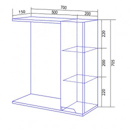Зеркало-шкаф Палермо 70 (705*700*150) правый