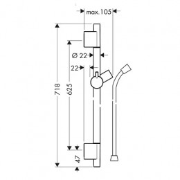 28632670 Душевая штанга Unica S Puro 65 см со шлангом, черный матовый