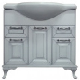 Комплект Пандора Тумба 800 белое серебро (массив Бук) с раковиной Классик 800 (2 места)