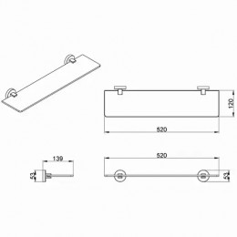 NESSY Полка стеклянная 52 см, хром