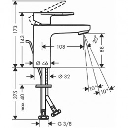 71551670 Vernis Blend Смеситель для раковины 100, со сливным гарнитуром, матовый черный