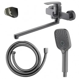 Conda Смеситель для ванны с ручным душем, длинный излив, серый графит