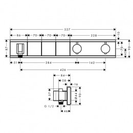 15356600 RainSelectТермостат для душа на 3 потребителя, черный/хром