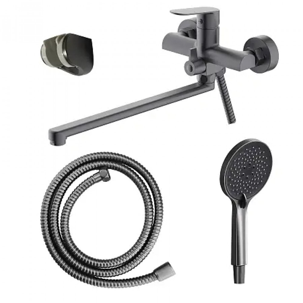 Alanti Смеситель для ванны с ручным душем, длинный излив, серый графит