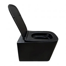 Cascad-Black унитаз подвесной, безободковый, система смыва Tornado, в комплекте сиденьем микролифт 525x345x360 мм