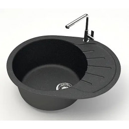 AZARIO кухонная мойка Light (575х440х215) Черная (сифон + герметик)