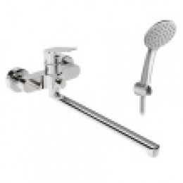 Смеситель Таос для ванны-душа с аксессуарами, длинный излив, хром