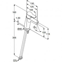KLUDI PURE&EASY XL Однорычажный смеситель на умывальник 100, без донного клапана, арт. 372920565