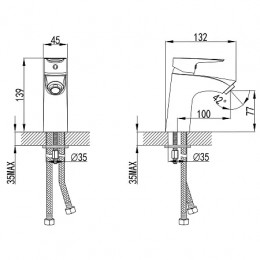 Смеситель для раковины без донного клапана, хром